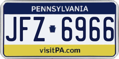PA license plate JFZ6966