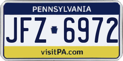 PA license plate JFZ6972