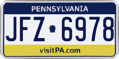 PA license plate JFZ6978