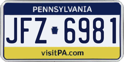 PA license plate JFZ6981