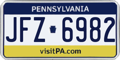 PA license plate JFZ6982