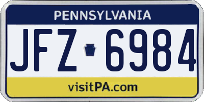 PA license plate JFZ6984
