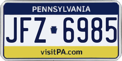 PA license plate JFZ6985
