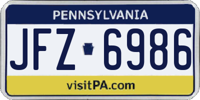 PA license plate JFZ6986