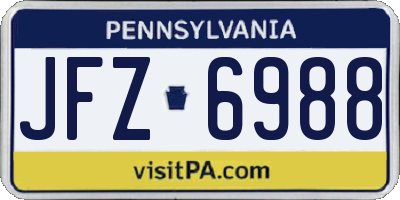PA license plate JFZ6988