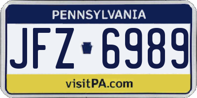 PA license plate JFZ6989