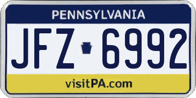 PA license plate JFZ6992