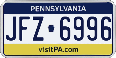 PA license plate JFZ6996
