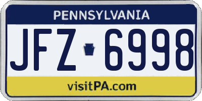PA license plate JFZ6998