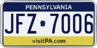 PA license plate JFZ7006