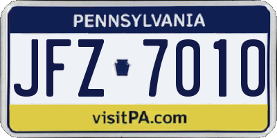 PA license plate JFZ7010