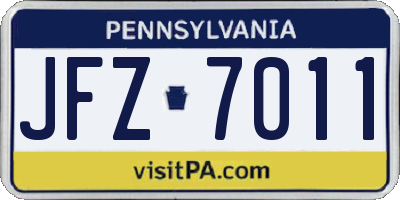 PA license plate JFZ7011