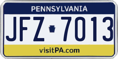 PA license plate JFZ7013