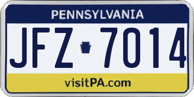 PA license plate JFZ7014