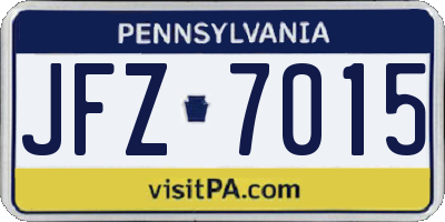 PA license plate JFZ7015