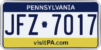 PA license plate JFZ7017