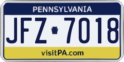 PA license plate JFZ7018