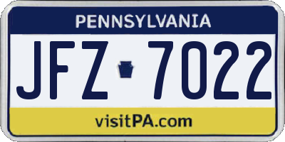 PA license plate JFZ7022