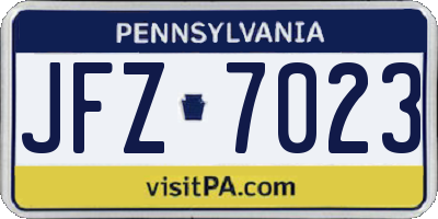 PA license plate JFZ7023