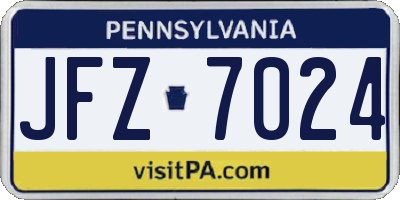 PA license plate JFZ7024