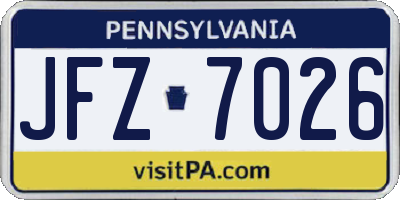 PA license plate JFZ7026