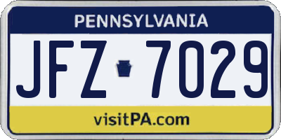 PA license plate JFZ7029