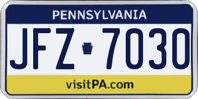 PA license plate JFZ7030