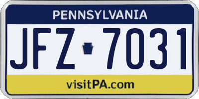 PA license plate JFZ7031