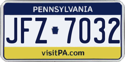 PA license plate JFZ7032