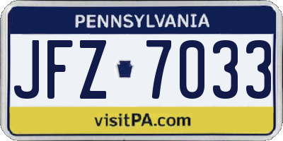 PA license plate JFZ7033