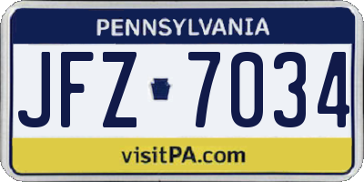 PA license plate JFZ7034