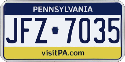 PA license plate JFZ7035