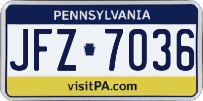 PA license plate JFZ7036
