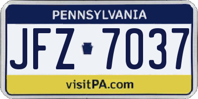 PA license plate JFZ7037