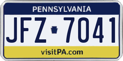 PA license plate JFZ7041