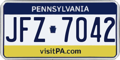 PA license plate JFZ7042