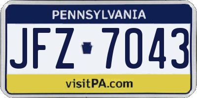 PA license plate JFZ7043