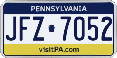 PA license plate JFZ7052