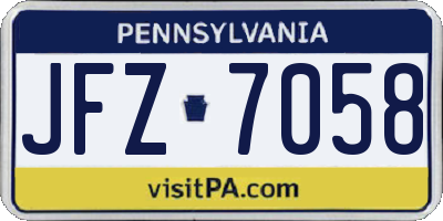PA license plate JFZ7058