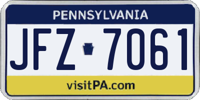 PA license plate JFZ7061