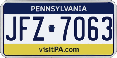 PA license plate JFZ7063