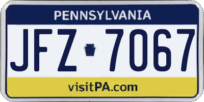 PA license plate JFZ7067