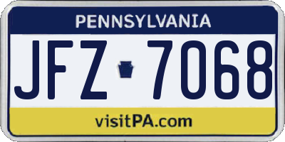 PA license plate JFZ7068