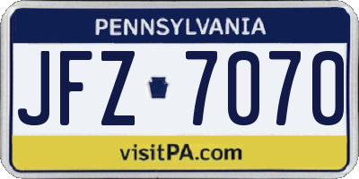 PA license plate JFZ7070