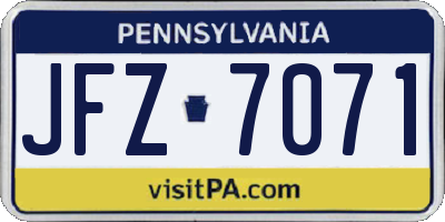PA license plate JFZ7071