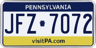 PA license plate JFZ7072