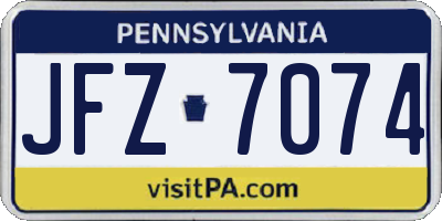 PA license plate JFZ7074