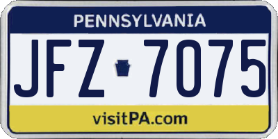 PA license plate JFZ7075
