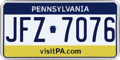 PA license plate JFZ7076