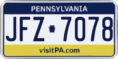 PA license plate JFZ7078